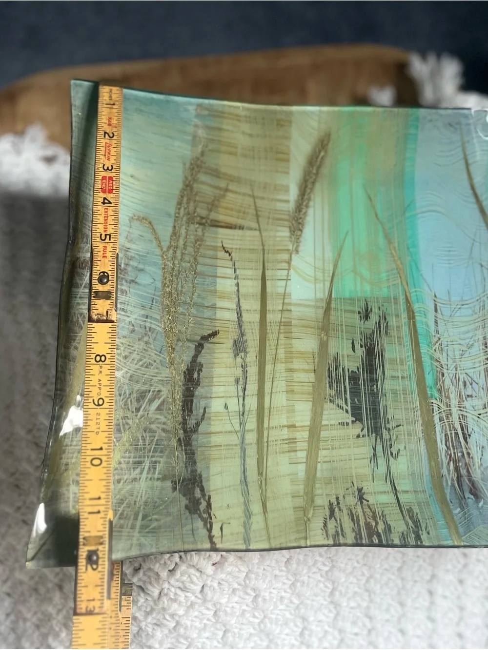 Turquoise & Beige Abstract Glass Tray